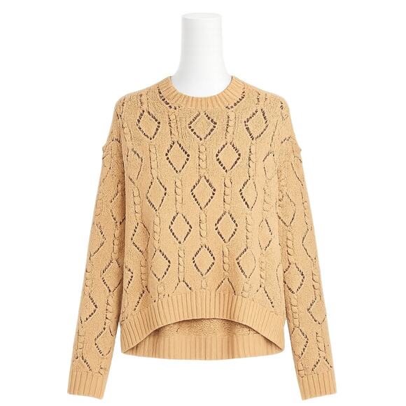 LOFT Sweaters - LOFT Bobble Pointelle Drop Shoulder Sweater – Camel – Size XS